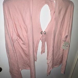 Pink Open-Front Cardigan